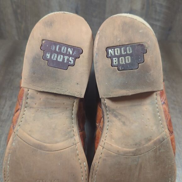 Nocona Boots Newt Cognac Embroidery Square Toe Cowboy Boot Men's Size 10 EE - Picture 13 of 14
